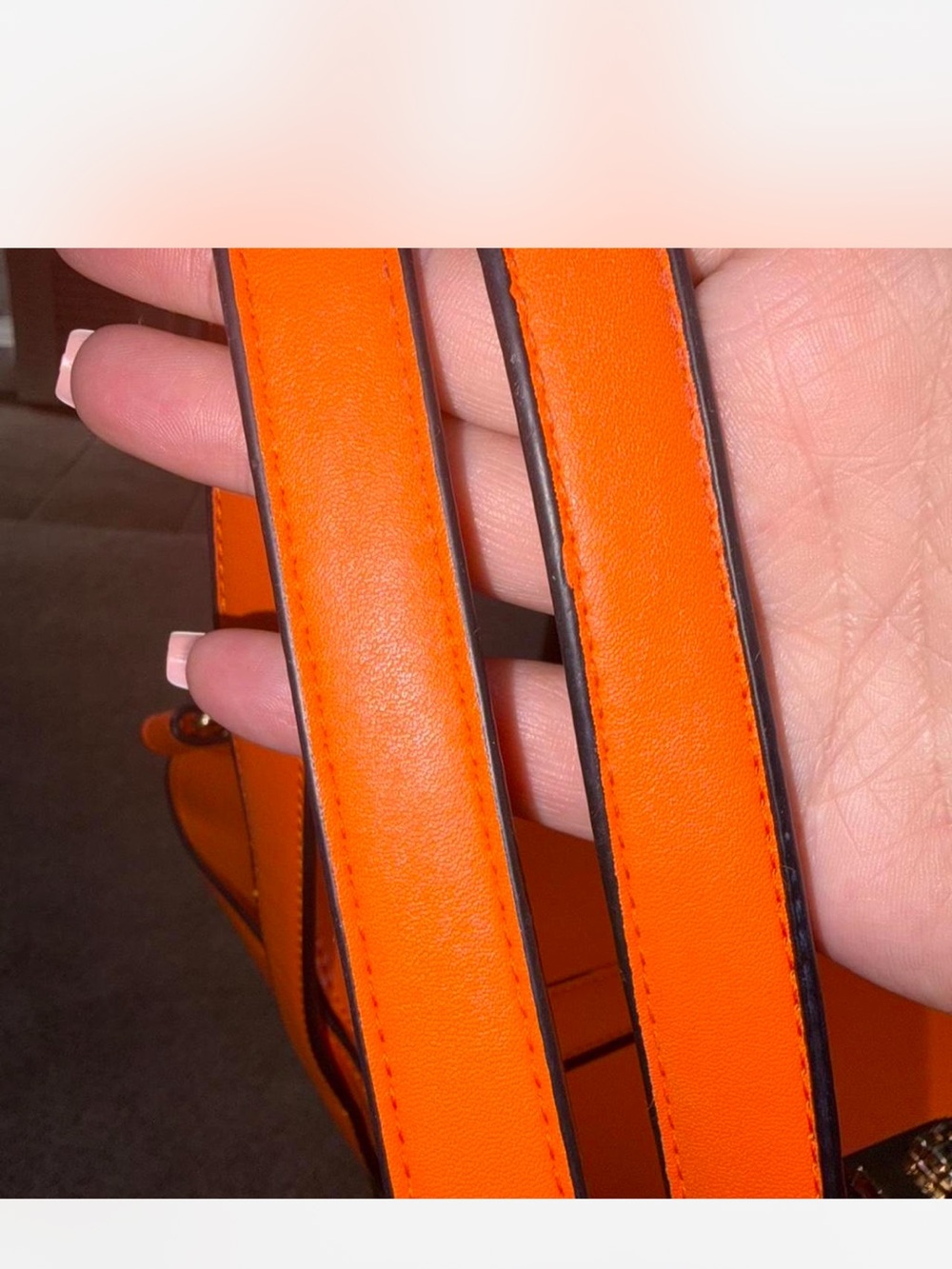 Vibrant Large NWOT Tangerine Orange Structured Tote with gold hardware - Picture 8 of 8